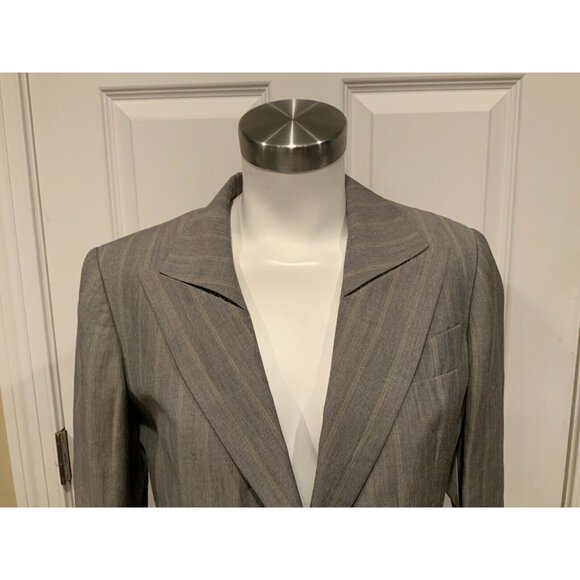Yigal Azrouel Gray Pinstriped Blazer W/ Notched Collar, Size 6 (US) - Picture 2 of 9